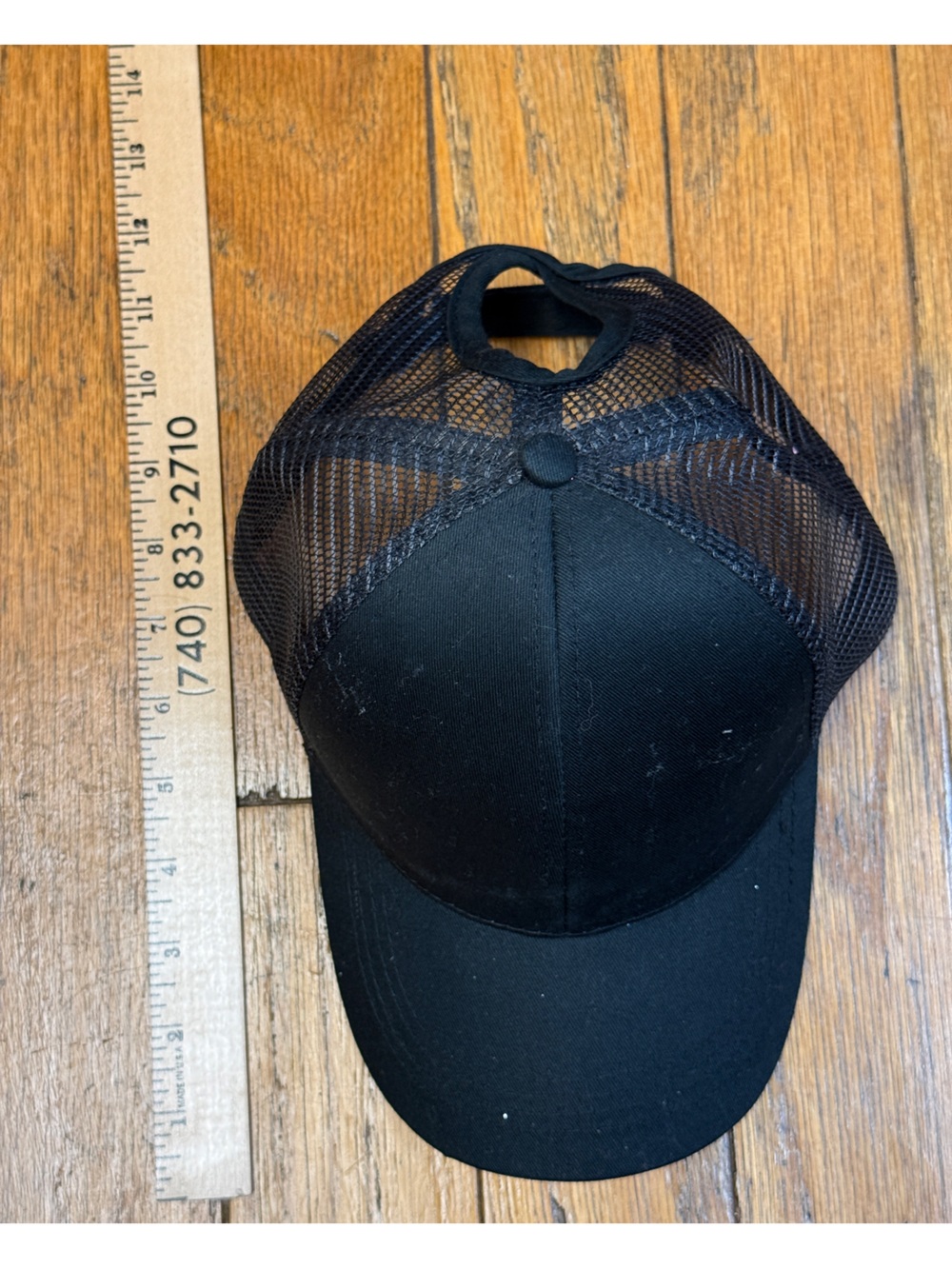 Black CC Mesh Trucker Cap with High Ponytail Hole
